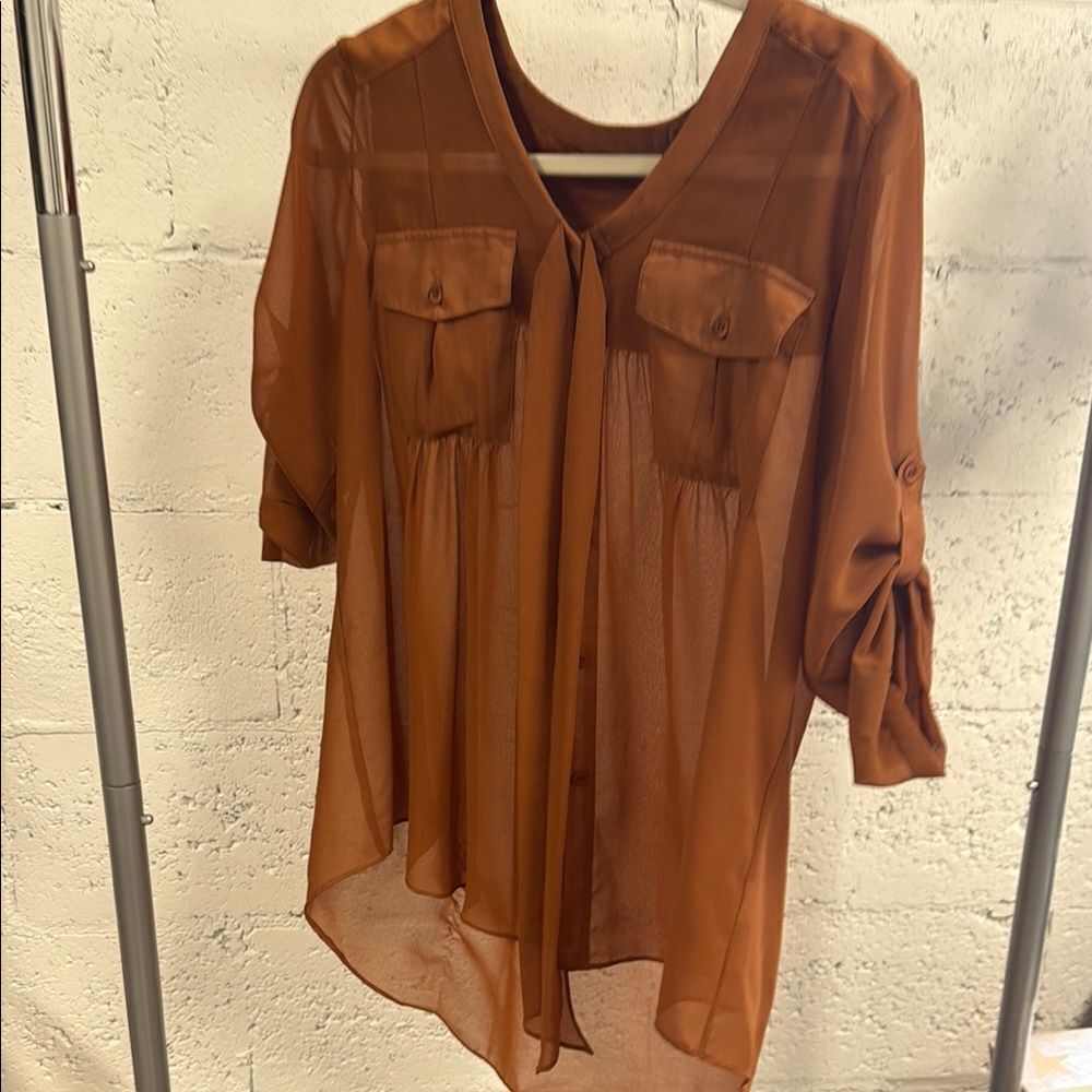 Women's Sheer Brown Blouse - WINK - Size Small